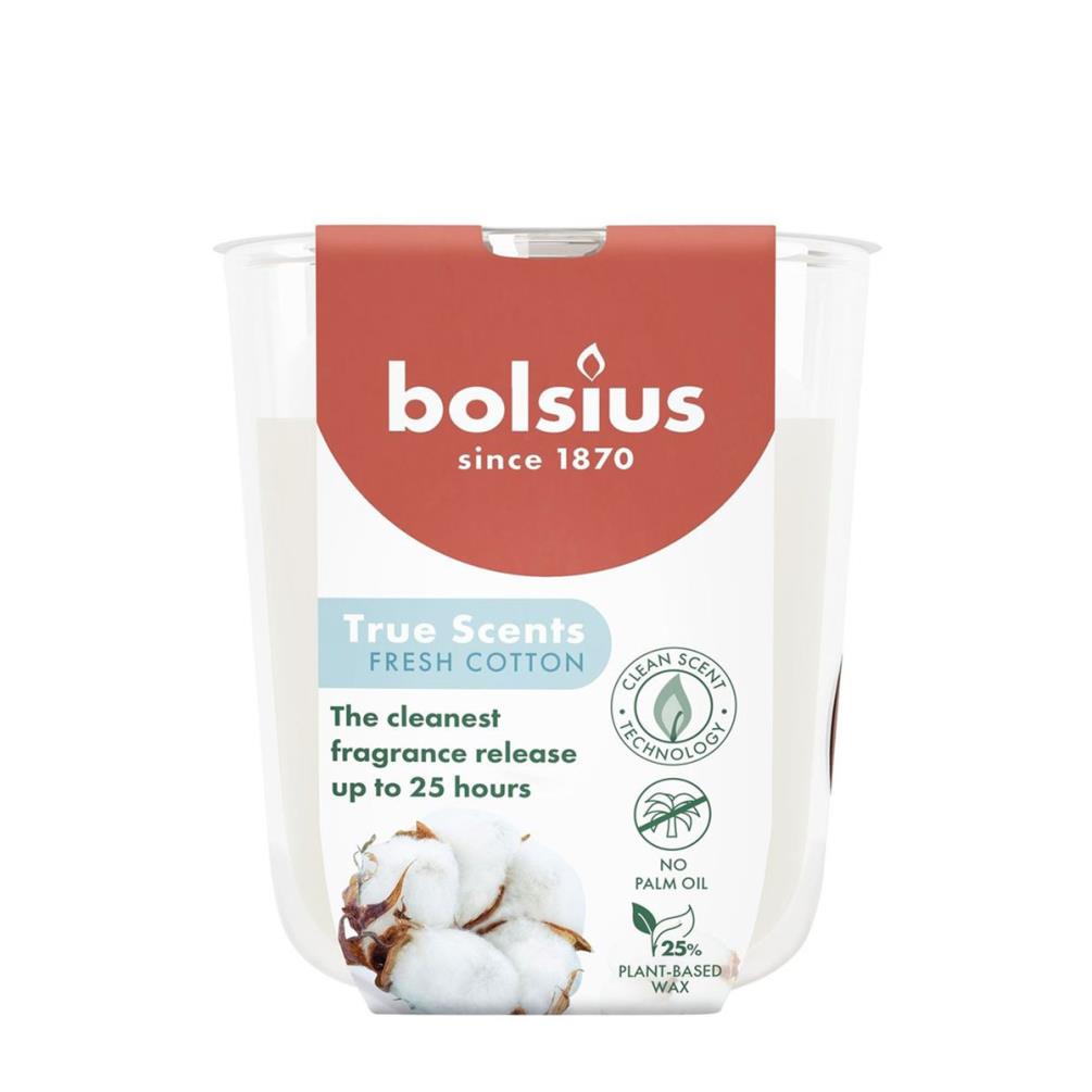 Bolsius Fresh Cotton True Scents Small Glass Jar Candle £3.95